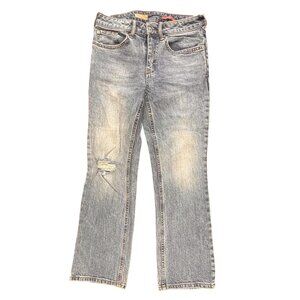 Pilcro Jeans Womens  27 Blue Distressed Mid Rise Straight Leg Denim Ankle Pants